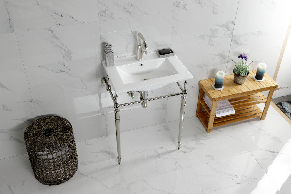 Fauceture KVPB24187W1PN 24" Console Sink, Legs, Single Hole