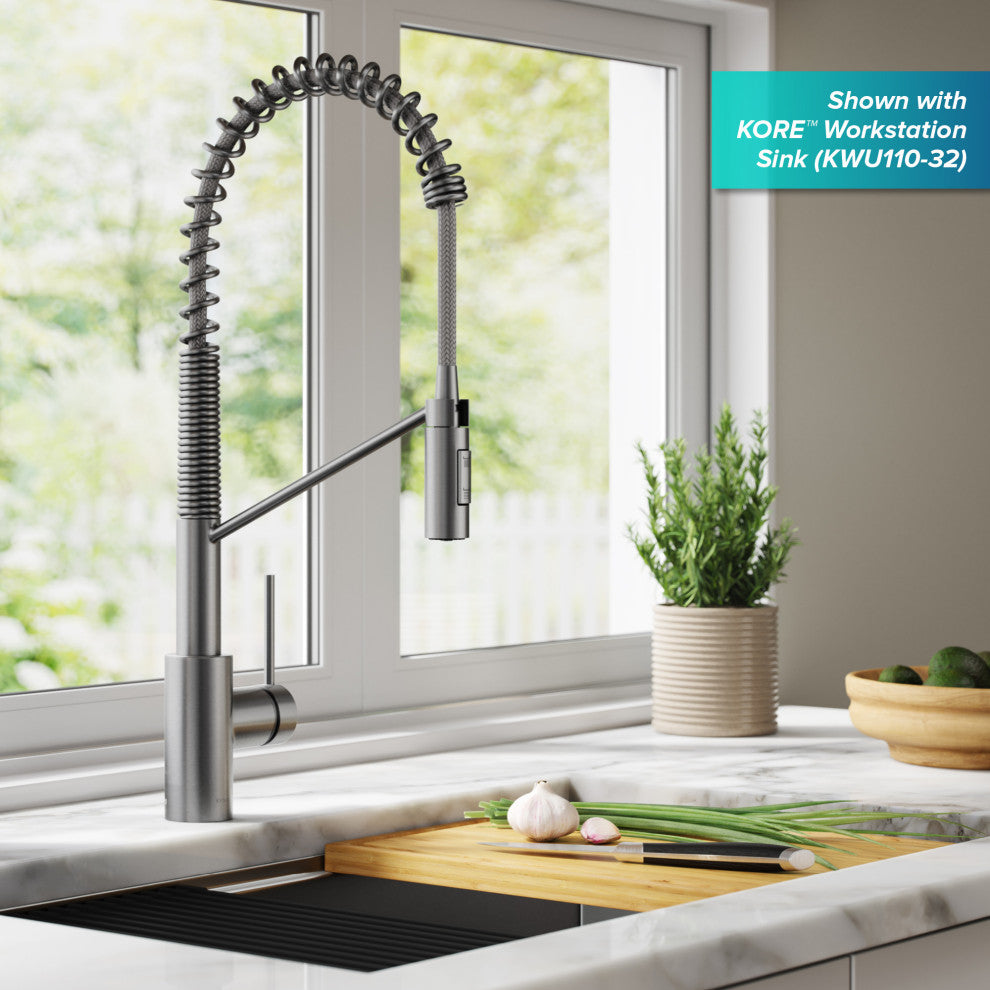 Oletto Commercial Pull-Down 1-Hole Kitchen Faucet, SFS Steel