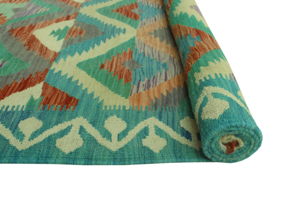 Sun Faded Kilim Mustafa Light Blue/Rust Runner, 2'6x7'11