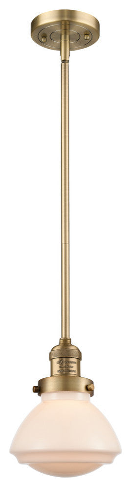 Olean 1-Light Mini Pendant, Brushed Brass, Matte White
