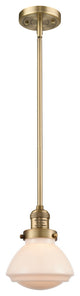 Olean 1-Light Mini Pendant, Brushed Brass, Matte White