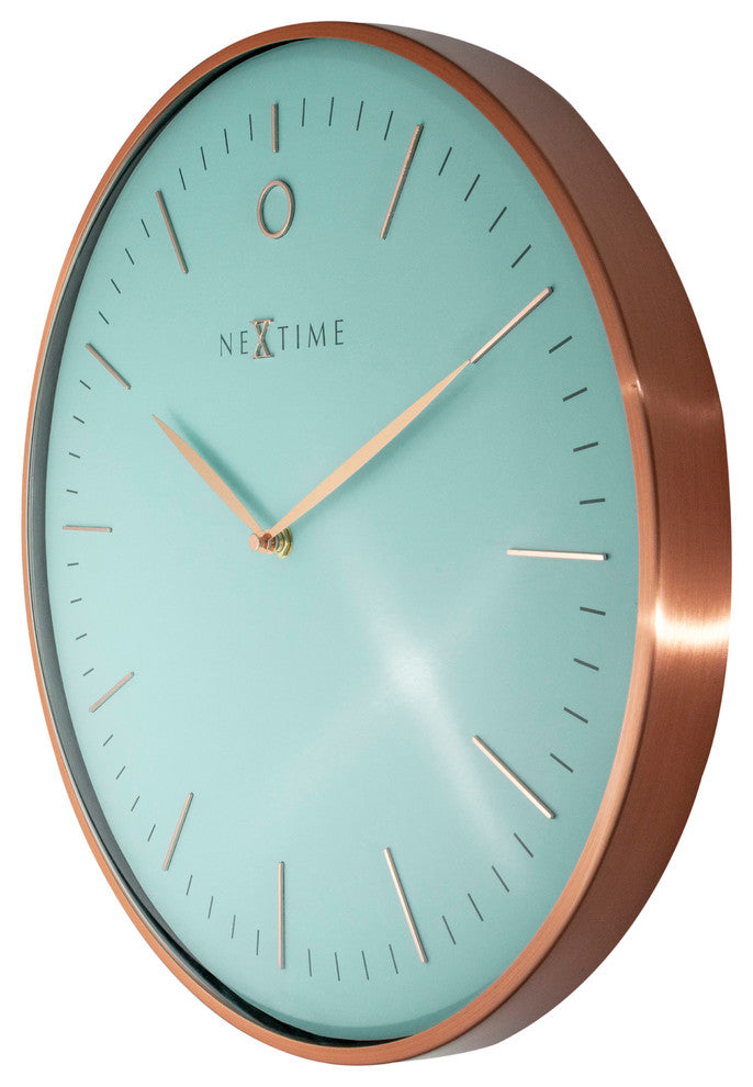 Glamour Metal Dome Wall Clock, Turquoise/Rose Gold