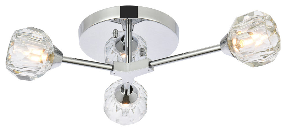 3 Light Flush Mount, Chrome