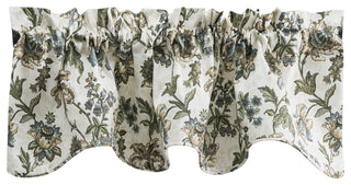 Madison Floral 58"x15" Lined Scallop Valance, Blue