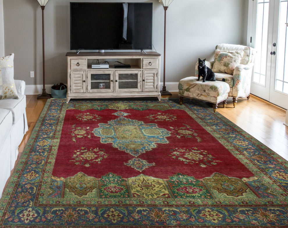 Fine Vintage Distressed Behrokh Rust Rug