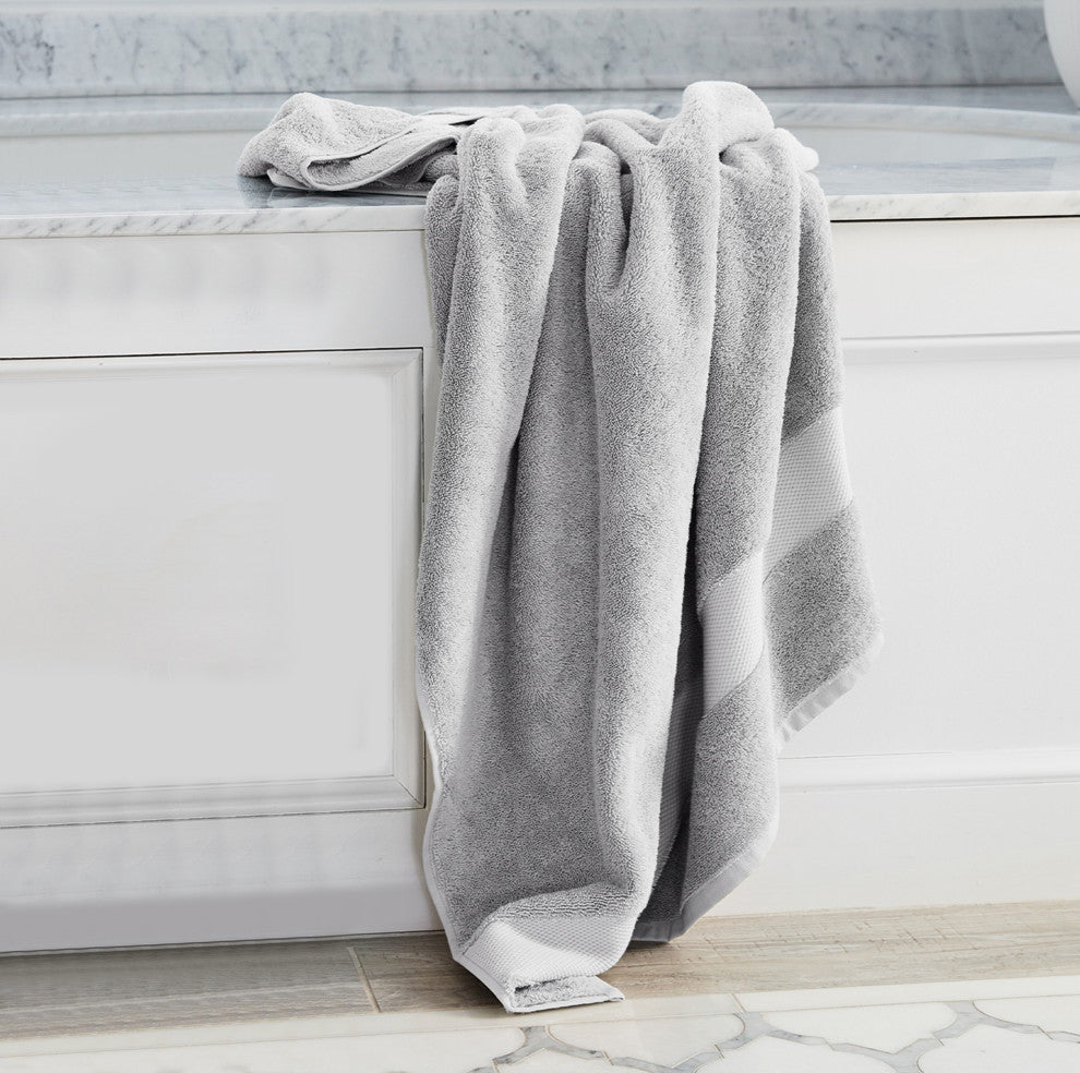Delara 20-Piece Solid 100% Organic Cotton Plush Bath Towel Set 30"x58", Light Grey