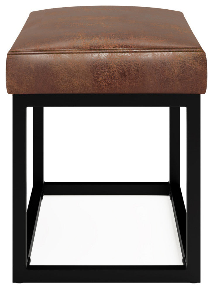 Reynolds Small Bench, Distressed Saddle Brown