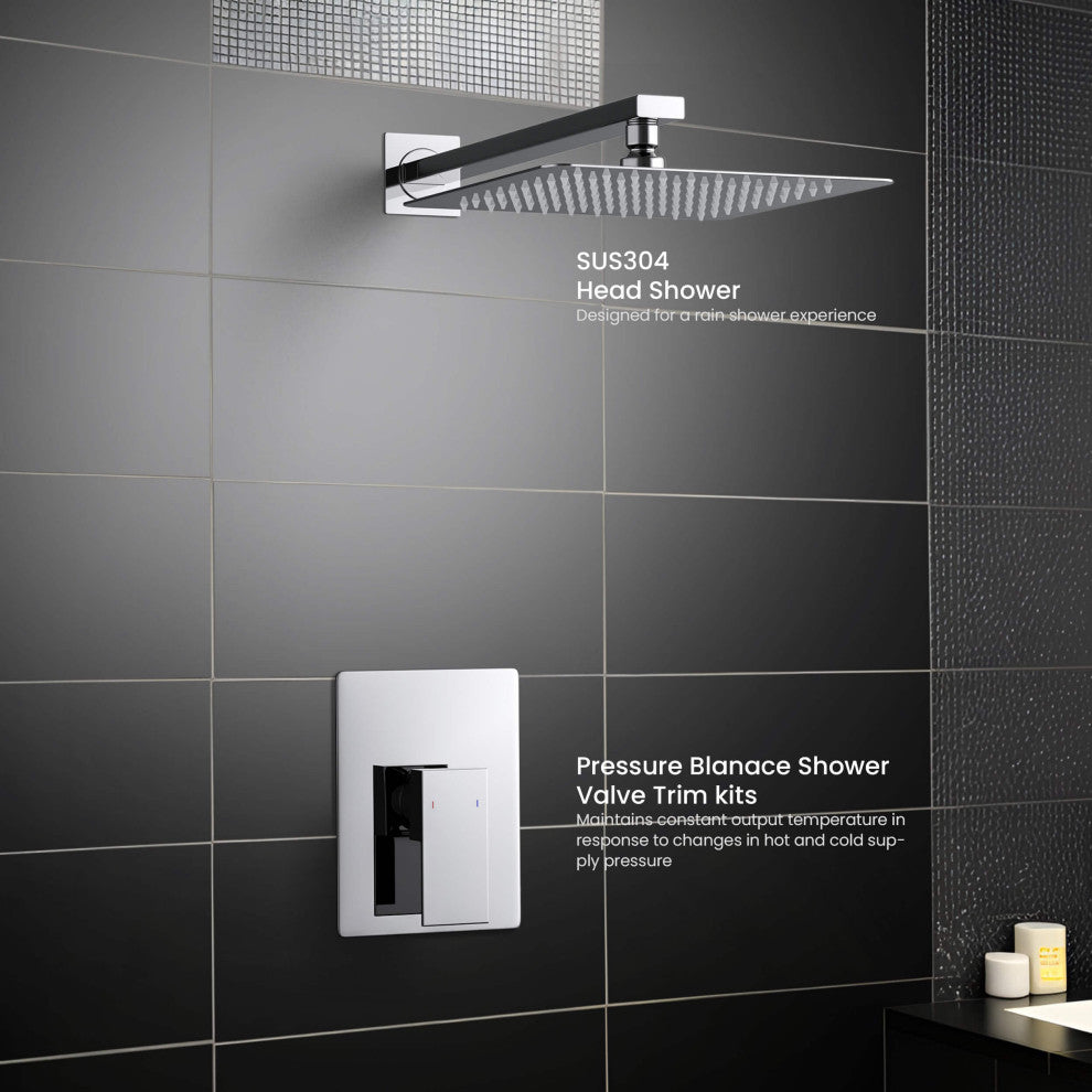 Cube Single Function Shower System, Rough, Valve, Chrome