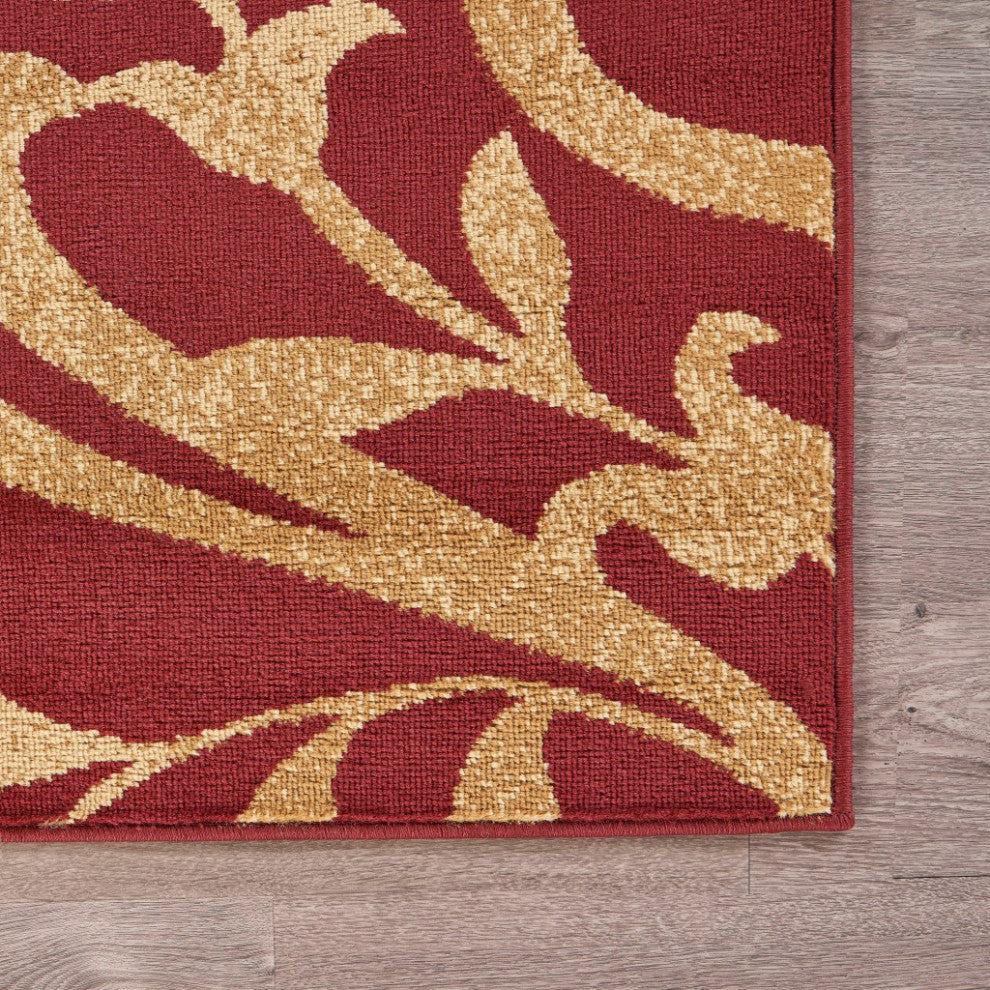 8" x 9" Red Filigree Vines Area Rug