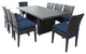 Belle Rectangular Patio Dining Table With 8 No Arm Chairs Navy