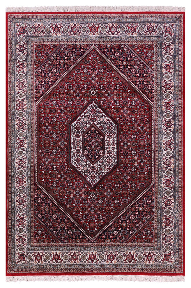 4' 7" X 6' 9" Fine Persian Bijar Handmade Wool and Silk Rug Q6722