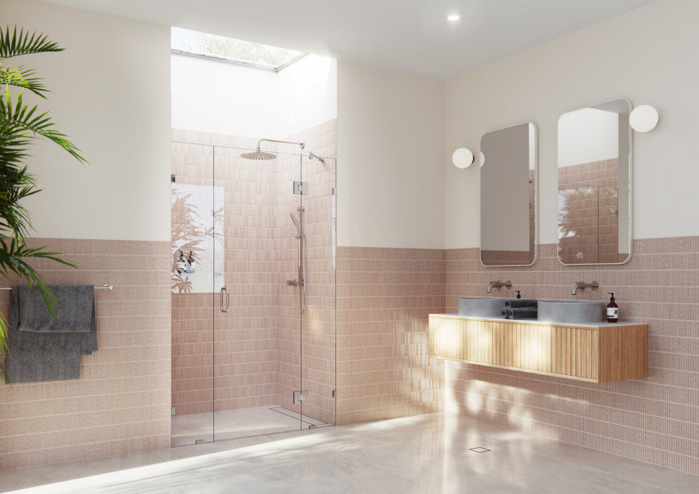 Glass Warehouse 78"x52" Frameless 3 Panel Inline Shower Door, Polished Chrome