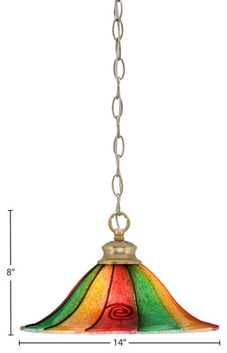 Chain 1-Light Chain Hung Pendant, New Age Brass/Mardi Gras