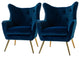 Upholstered Accent Chair With Tufted Back, Set of 2, Navy