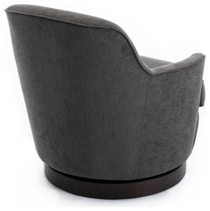 Bowery Hill Transitional Charcoal Wood Base Swivel Chair in Gray