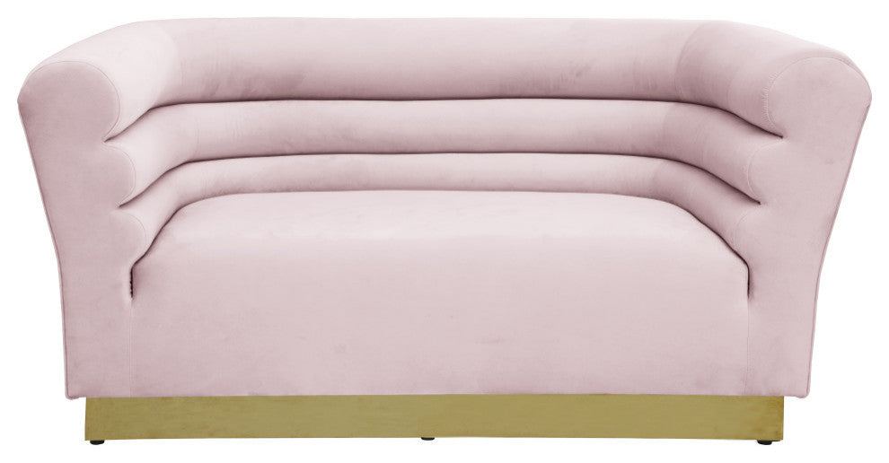 Bellini Velvet Upholstered Loveseat, Pink