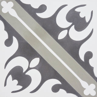 Malta Handmade Cement Tile, Warm Gray/Dark Brown, Sample