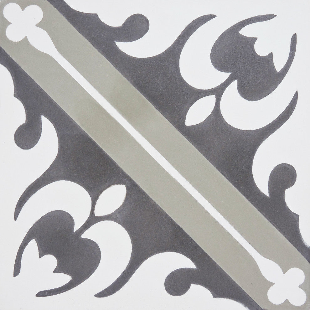 Malta Handmade Cement Tile, Warm Gray/Dark Brown, Sample