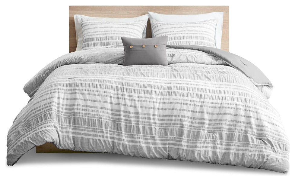 Intelligent Design Lumi Striped Comforter Set, Grey