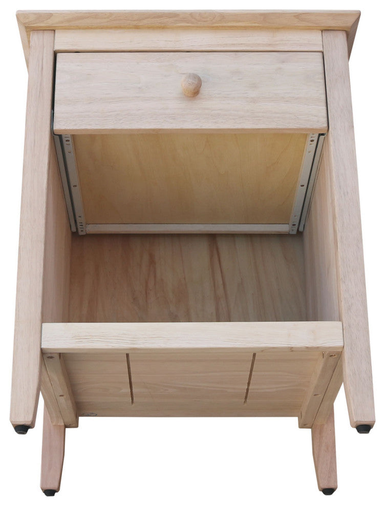 Solid Wood Nightstand With 1 Drawer
