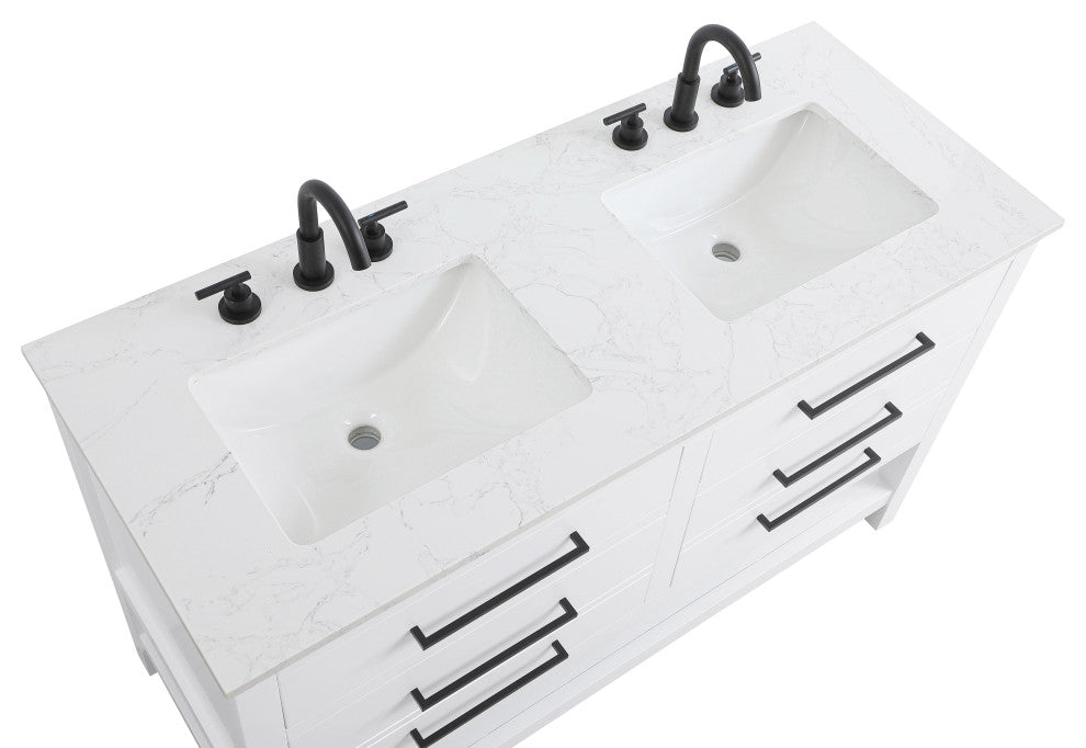 Home Living 54" Double Bathroom Vanity, White