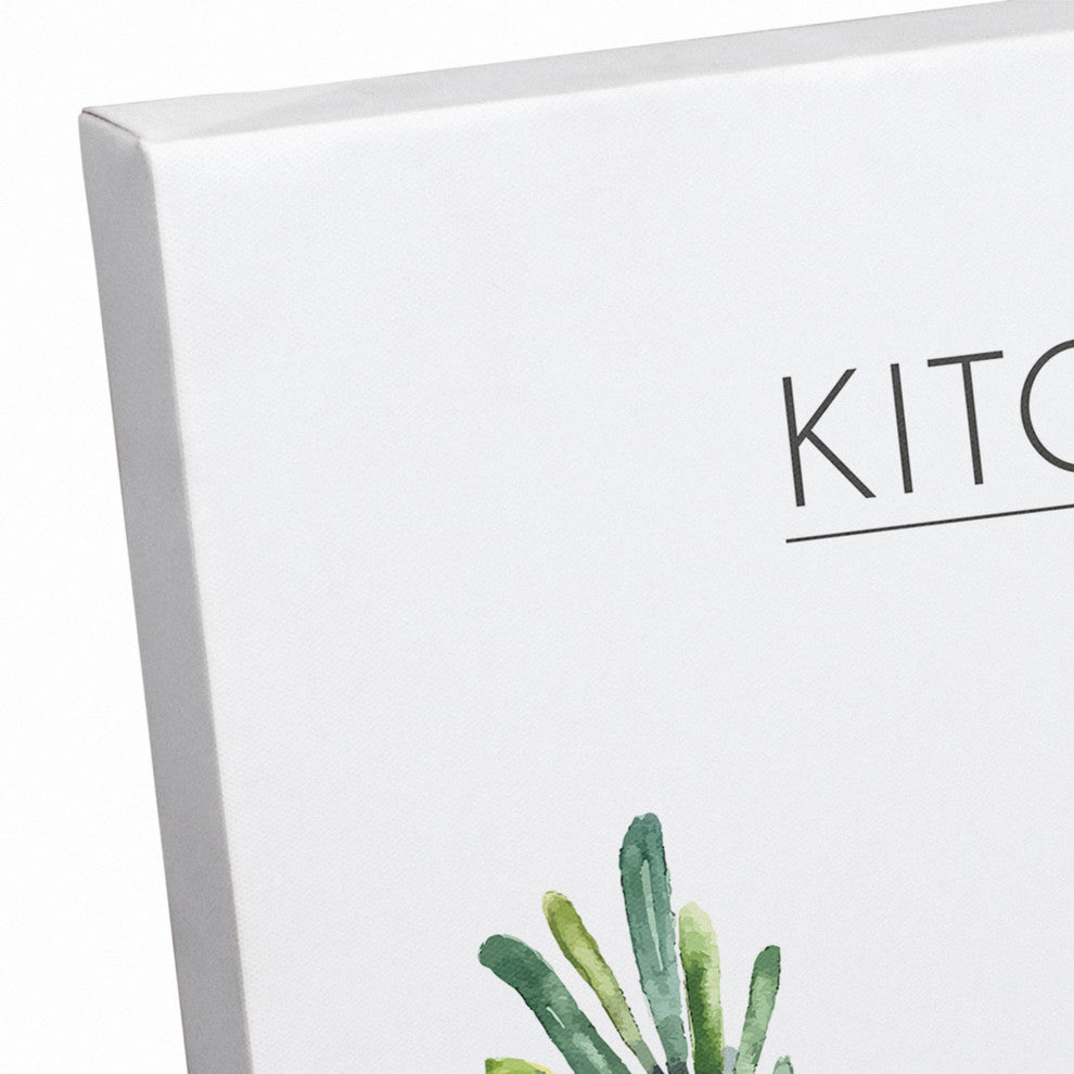 Watercolor Kitchen Herbs Handwritten 16x24 Print on Canvas