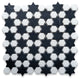 Thassos White Marble Starry Night Hexagram Hexagon Mosaic Tile Black, 1 sheet