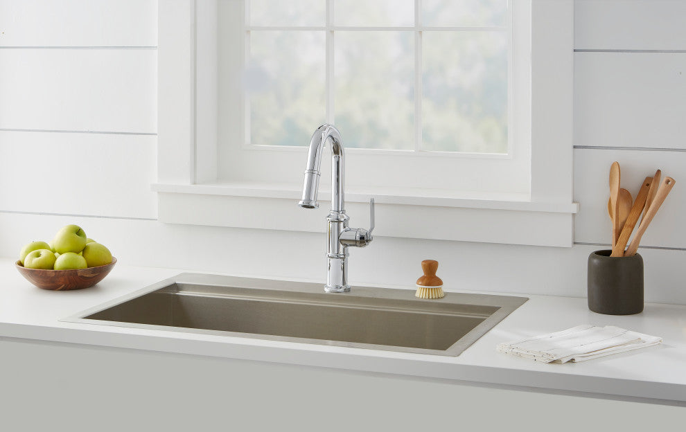 Kinzie Single Handle Pull-Down Prep Faucet, Chrome