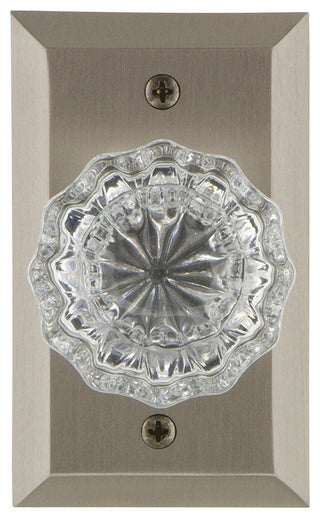 Studio Plate Passage Crystal Glass Door Knob, Satin Nickel