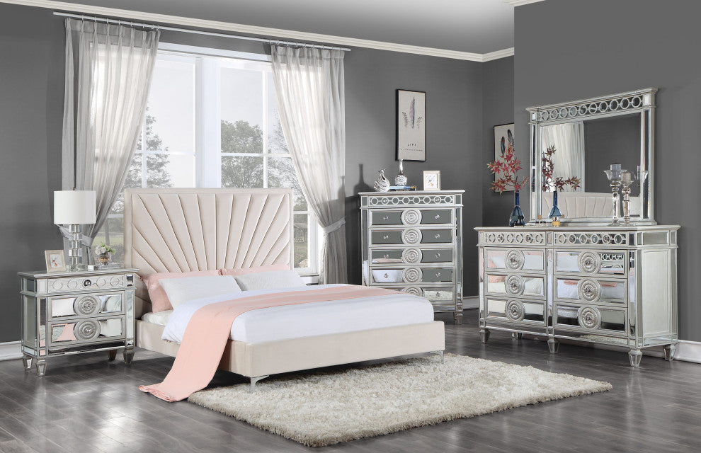 Varian Nightstand, Mirrored
