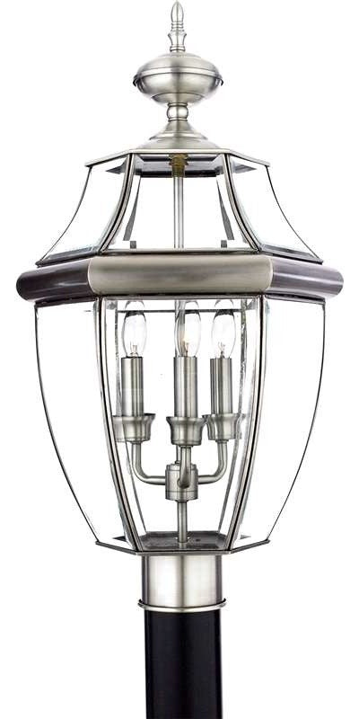 Quoizel NY9043P Three Light Outdoor Post Lantern Newbury Pewter
