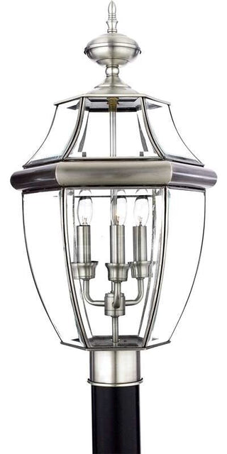 Quoizel NY9043P Three Light Outdoor Post Lantern Newbury Pewter