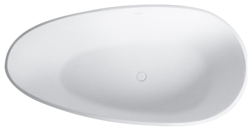 Vanity Art Solid Surface Resin Stone Freestanding Bathtub, Matte White, 59"x30"