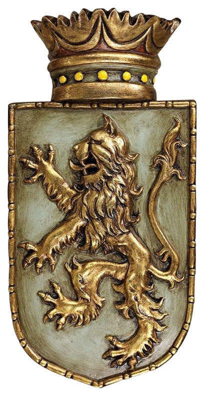 Medieval Rampant Lion Shield Plaque