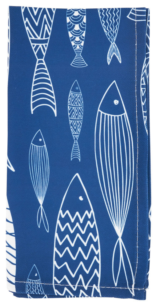 FishTable Napkins (Set of 4), Navy Blue, 20"x20"