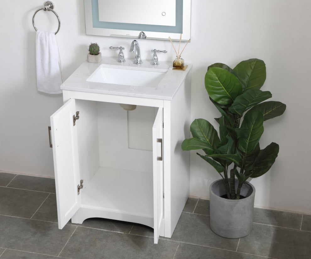 24" Single Bathroom Vanity, White