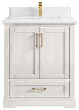 Boston 30" Single Sink Bath Vanity in Alabaster 1.5" White Quartz