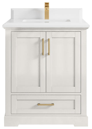 Boston 30" Single Sink Bath Vanity in Alabaster 1.5" White Quartz