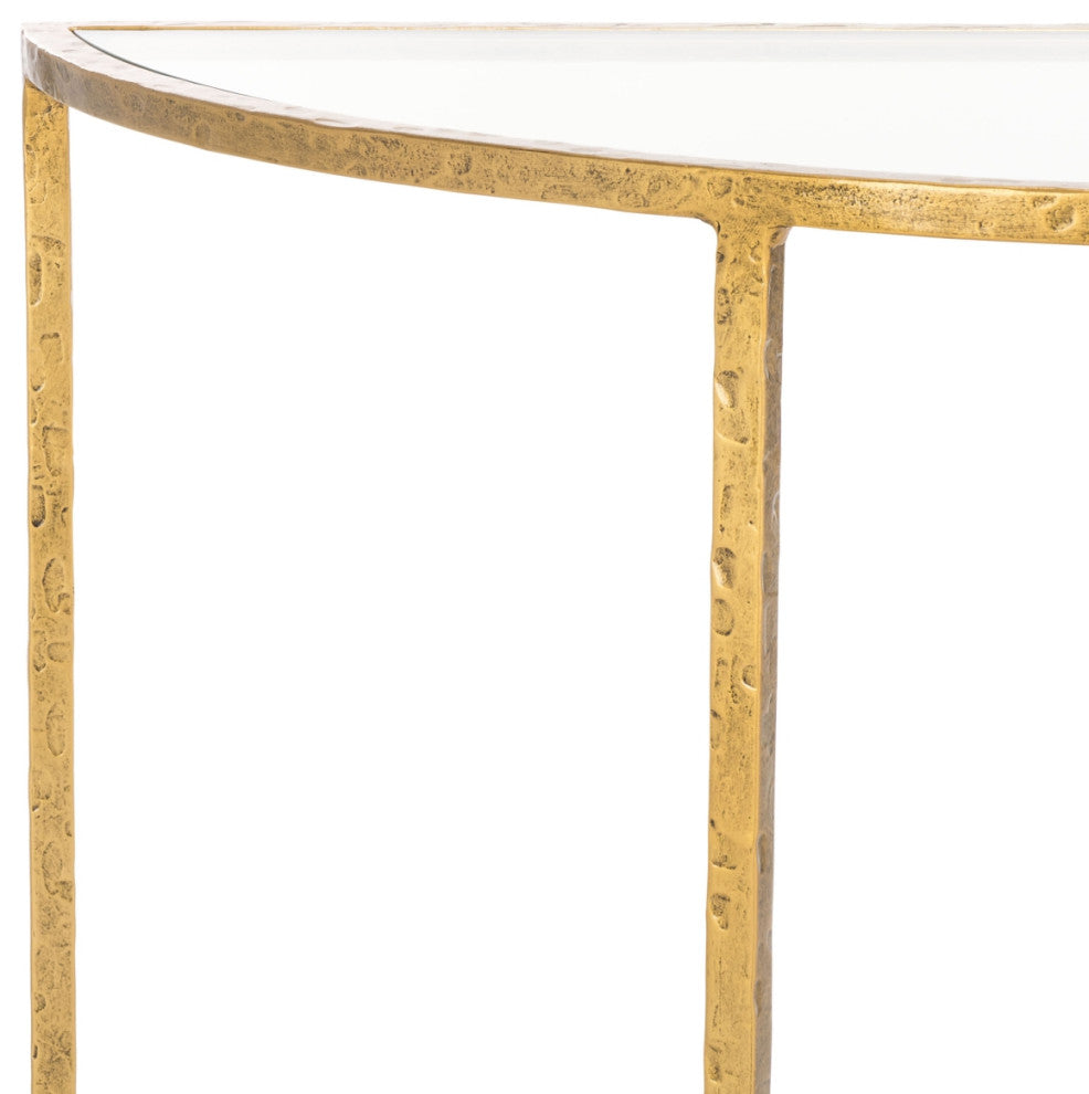 Safavieh Couture Tauri Metal Console Table, Brass/Clear