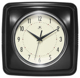 Square Retro Wall Clock, 9.25", Black