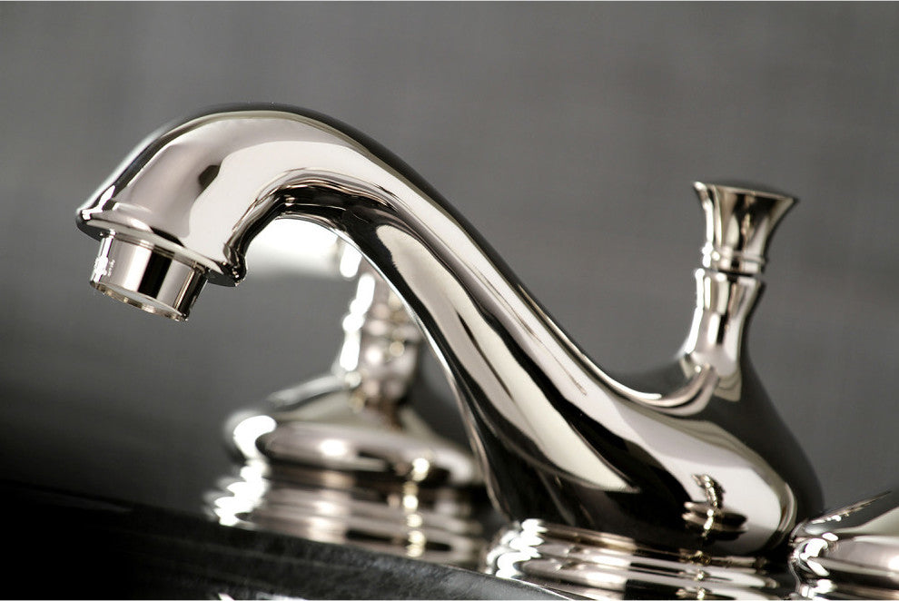 Kingston Brass Widespread Bathroom Faucet With Brass Pop-Up, Polished Nickel