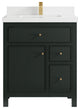 Sonoma 30 Single Sink Reeded Bath Vanity in Dark Forest Green 2" White Quartz