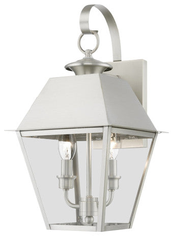 Wentworth 2 Light Brushed Nickel Outdoor Medium Wall Lantern