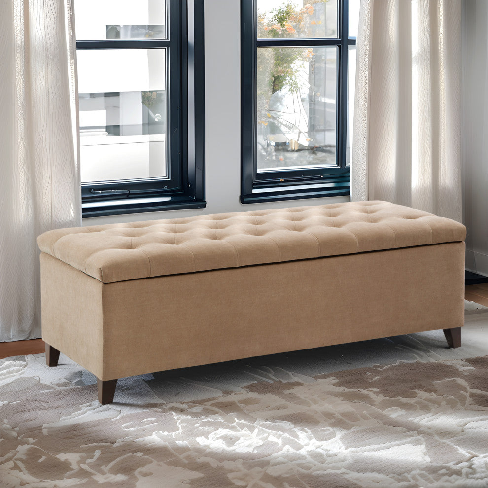 Madison Park Shandra Upholstered Soft Close Storage Bench, Sand Taupe