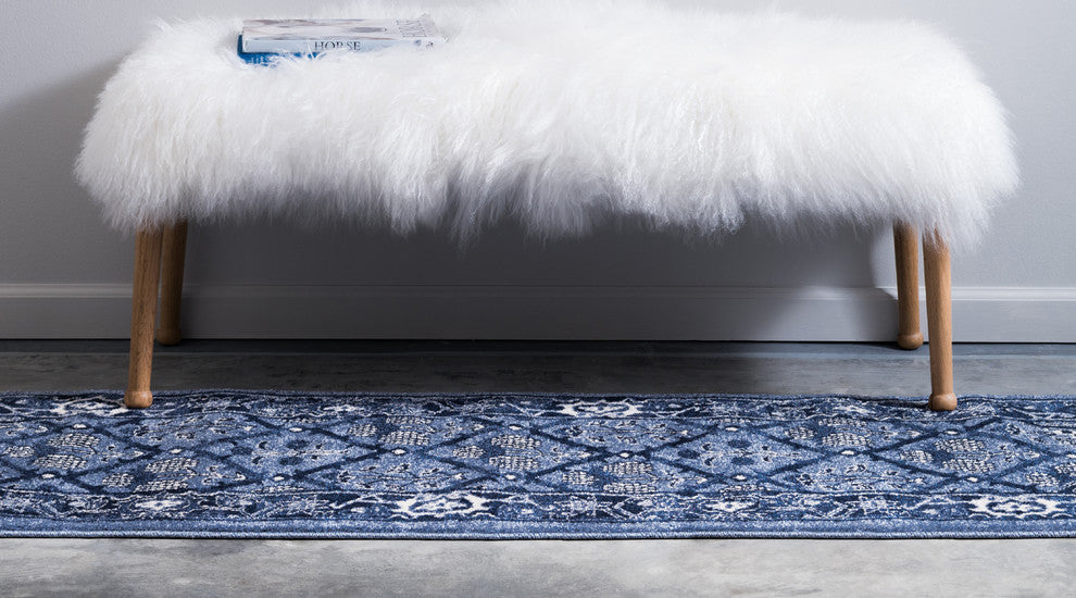 Unique Loom Blue La Jolla Trellis 2' 0 x 6' 0 Runner Rug