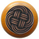 Classic Weave Wood Knob, Antique Brass, Maple Wood Finish, Antique Copper