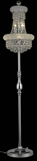 Elegant Primo Floor Lamp, Chrome Finish With Royal Cut Crystal