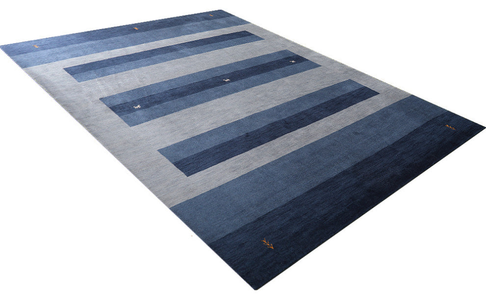 HAND KNOTTED LOOM WOOL ECO-FRIENDLY AREA RUGS-Rectangle,Blue,Contemporary, [Rectangle] 6'x9'