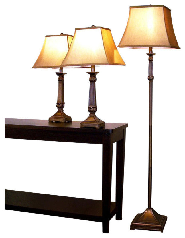 Coaster 3 Piece Lamp Set, Brown