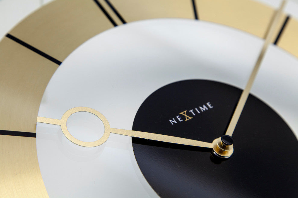 Retro Wall Clock, Clear Glass and Stainless Steel, Round, Battery Operated, Gold